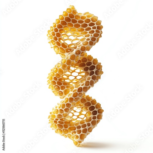 a honeycomb structure morphing into DNA, nature s design, realistic rendering, isolated on white background photo