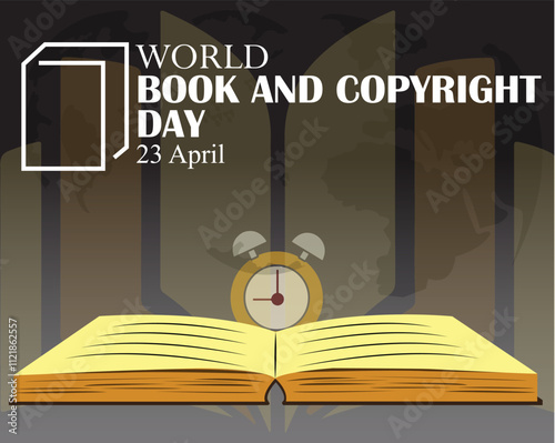 Banner design with a beautiful art and illustration about World Book and Copyright Day.