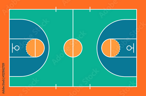 Basketball court top view, Basketball court line