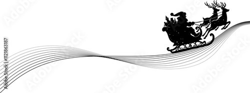 santa sleight on christmas night silhouette