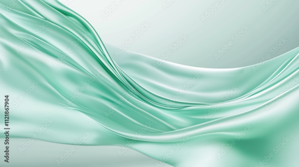 Fototapeta premium Green silk satin fabric abstract background