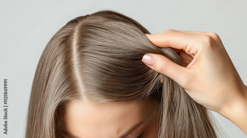 Doctor examining scalp for signs of anemia, nutrient deficiency and iron deficiency linked to hair loss Doctor examining scalp for signs of anemia, nutrient deficiency and iron deficiency linked to hair loss