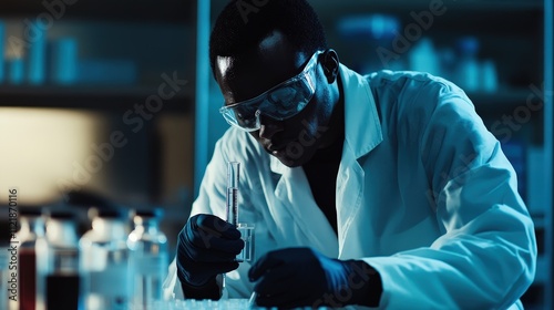 Lab technician performing virology tests, focusing on infectious disease research photo