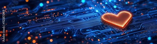 Schematic of a processor with heart-shaped pathways, representing love for computing photo