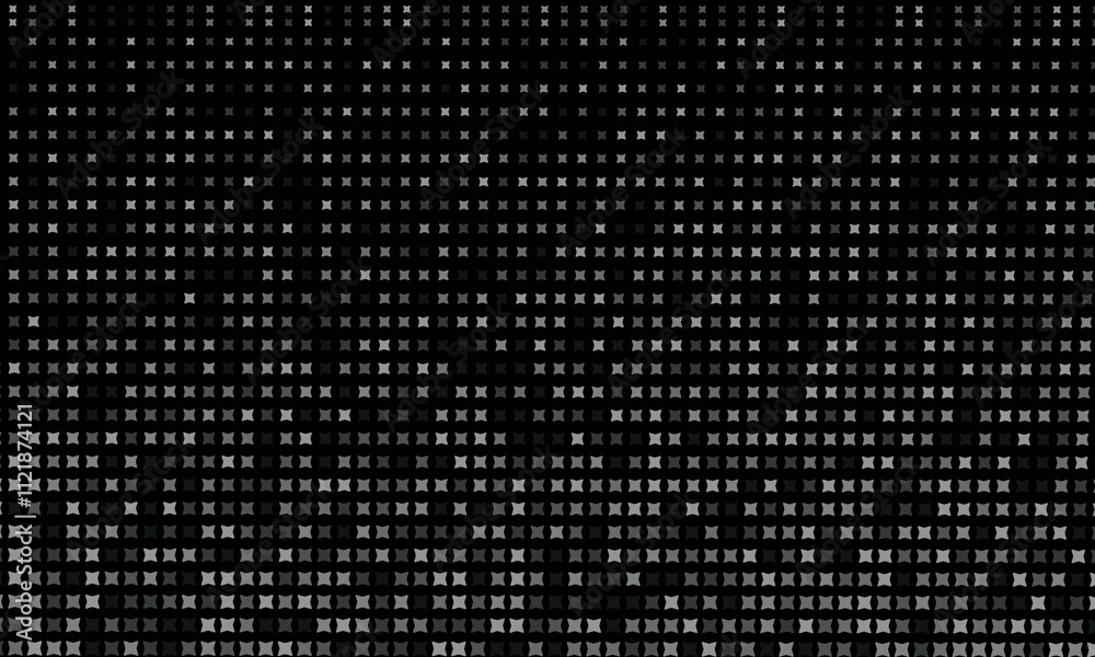 Glowing black disco party pattern background. Colorful rose sequin mosaic texture. Abstract sparkling halftone wallpaper. Glitter pop up comic background. Retro vector design template