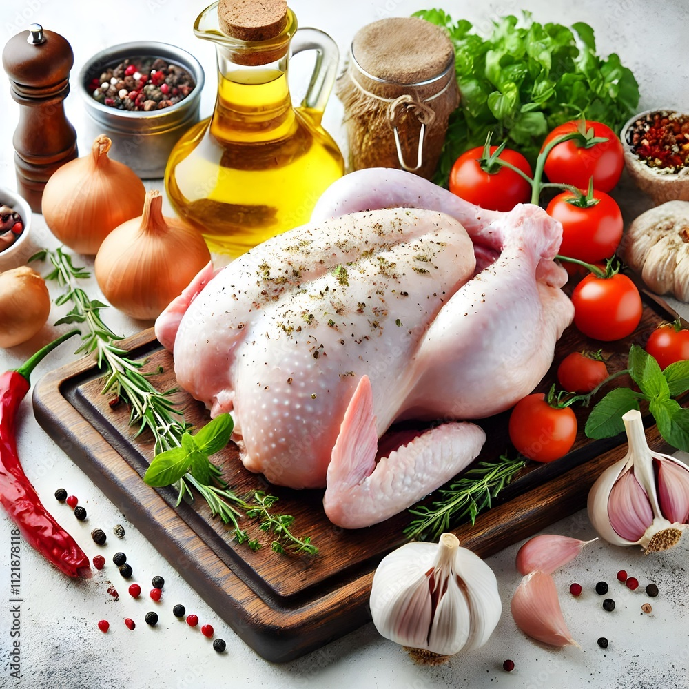 Fresh Chicken Isolated on a Clean White Background, Ideal for Cooking, Recipes, and Culinary Uses