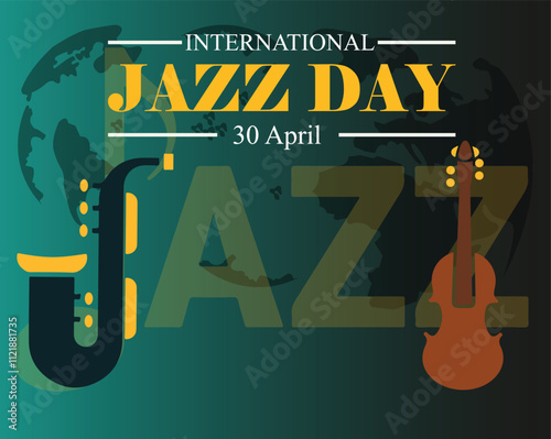 Banner design with a beautiful art and illustration about	International Jazz Day.