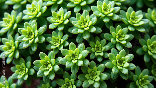 sedum spurium green botanical texture background top view photo