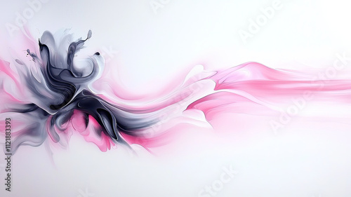 modern pink and gray abstract art painting with flowing shapes and colors