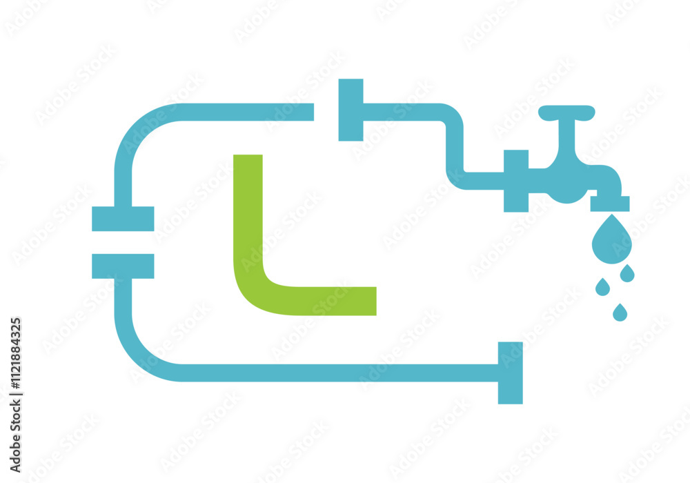 Letter L Plumber Logo Design Vector Template Concept With Pipe And Water Symbol Letter L Plumber Logo Design Vector Template Concept With Pipe And Water Symbol