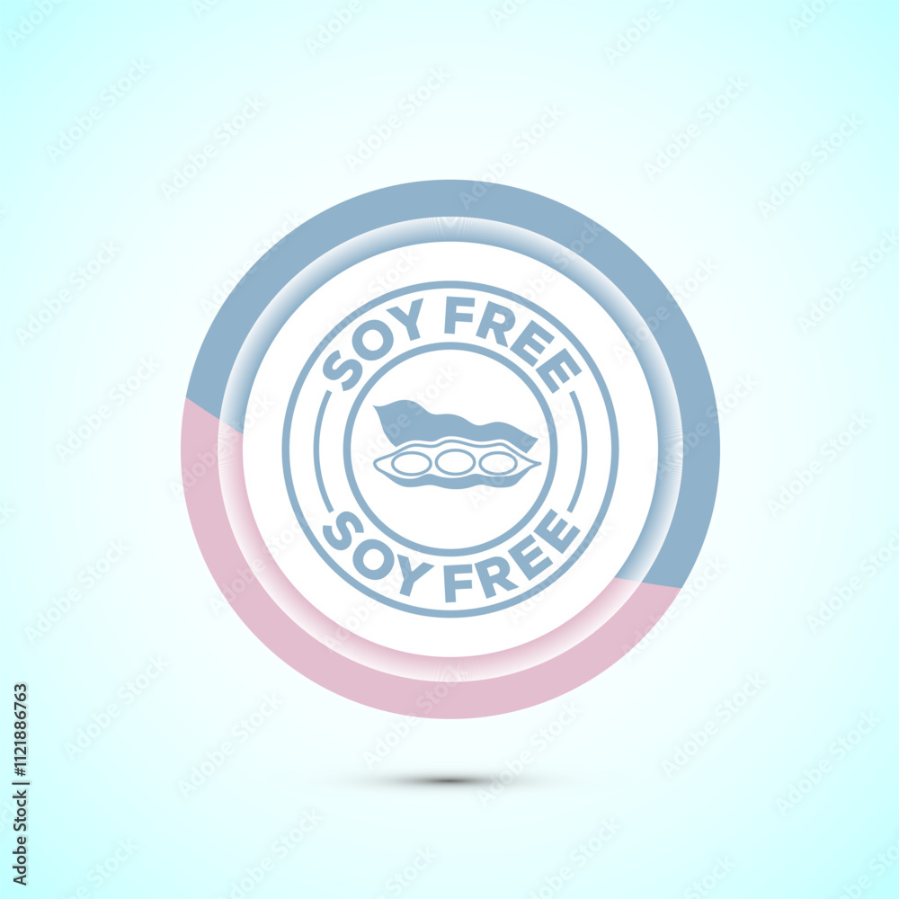 Soy or soya free icon design illustration. Soy allergen free product food sign, Pastel Color Button Design Soy or soya free icon design illustration. Soy allergen free product food sign, Pastel Color Button Design