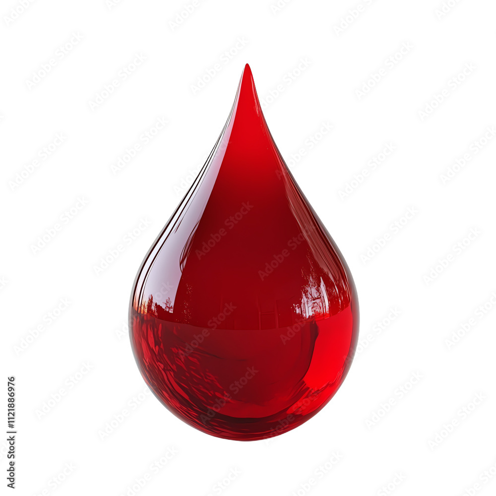 Fototapeta premium A Crimson Red Blood-Like Droplet on a Pristine White PNG