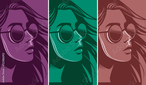 Abstract Vector girl  art featuring a stylized face with flowing hair, perfect for modern and creative design projects.