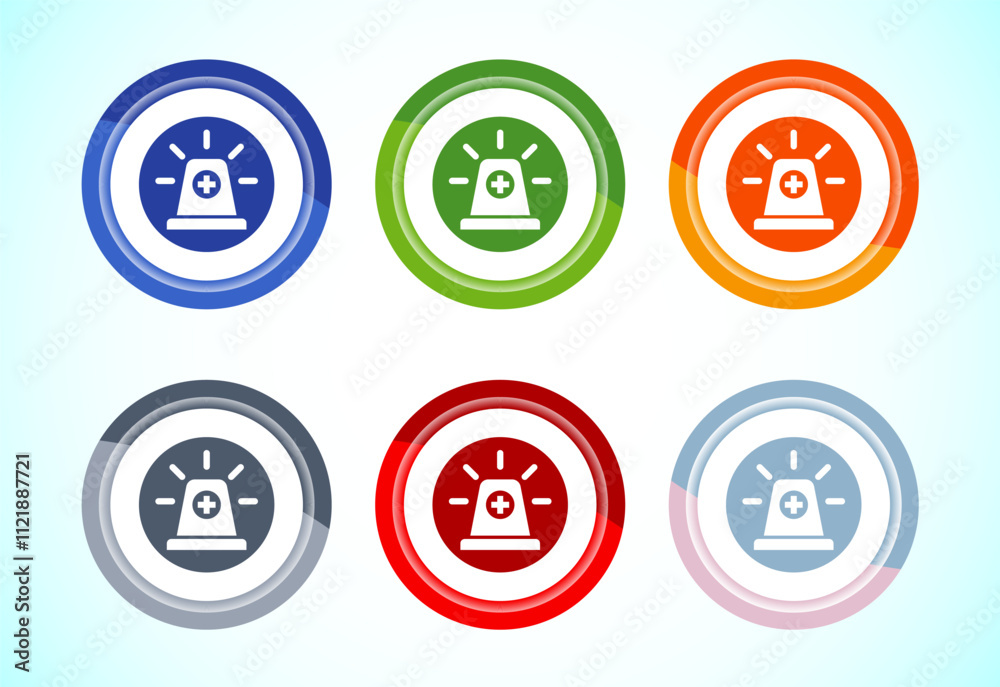Emergency siren icon, Ambulance emergency siren sign. Button Design Set Emergency siren icon, Ambulance emergency siren sign. Button Design Set