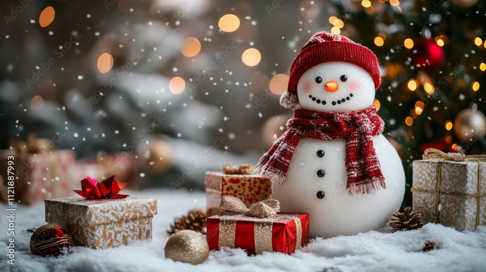 Obraz premium Festive Snowman Scene