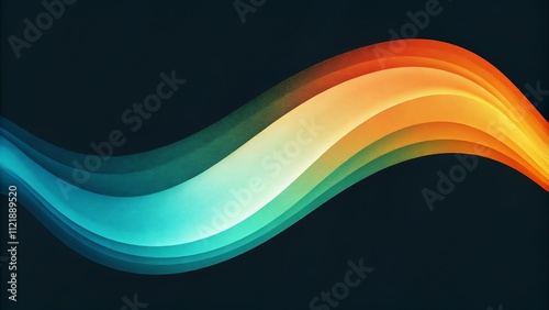 Dynamic Psychedelic Gradient Waves Orange, Teal, and White Flow on Black Music Party Poster photo