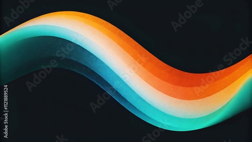 Dynamic Psychedelic Gradient Waves Orange, Teal, and White Flow on Black Music Party Poster photo