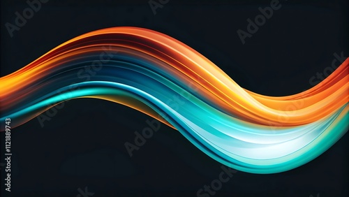 Dynamic Psychedelic Gradient Waves Orange, Teal, and White Flow on Black Music Party Poster photo