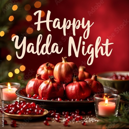 A beautiful and symbolic still life, capturing the essence of Yalda Night, photo