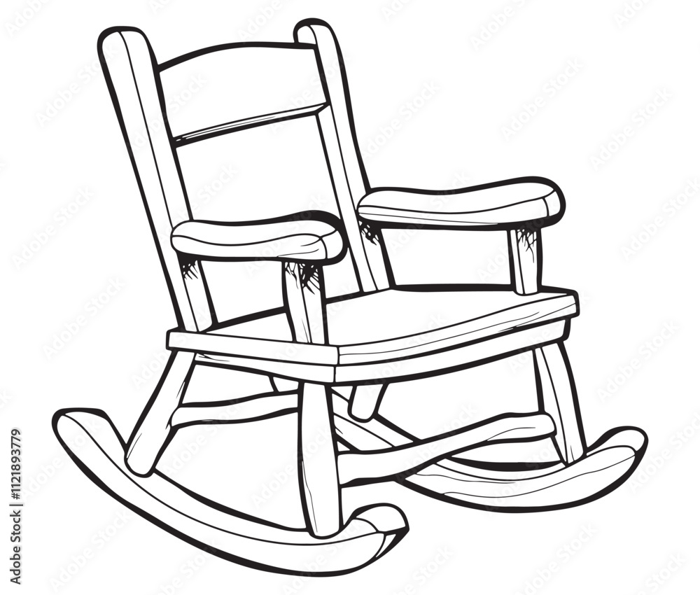 Rocking chair isolated on white background, Outline rocking chair icon rocking vector illustration Rocking chair isolated on white background, Outline rocking chair icon rocking vector illustration