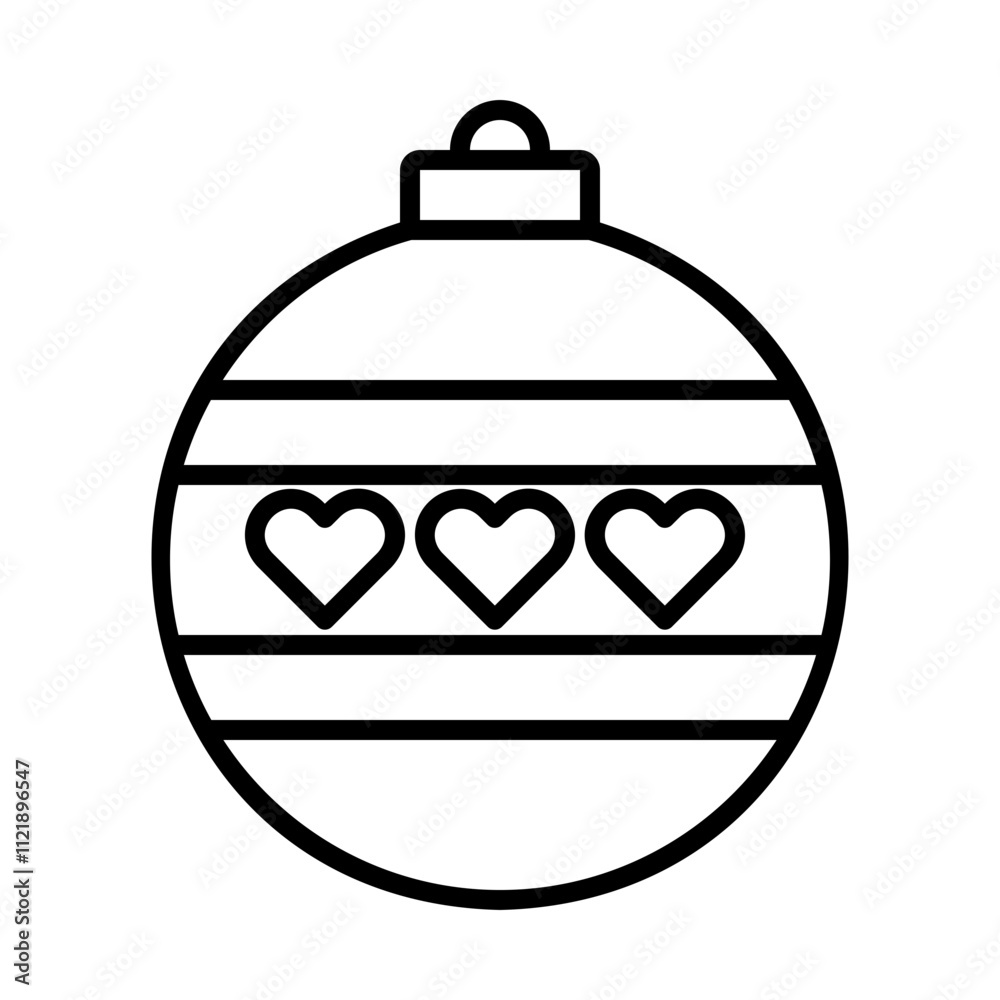 Fototapeta premium Christmas ball icon for web. Outline style