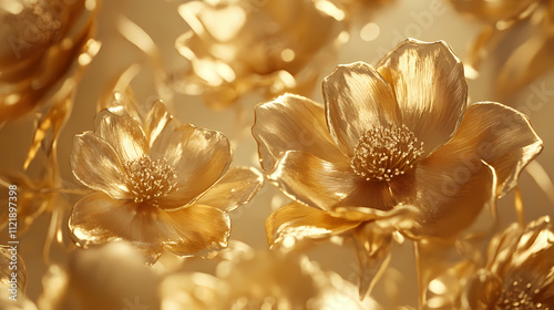 Auric luminous golden flowers abstract elegance in design. Auric. Illustration photo