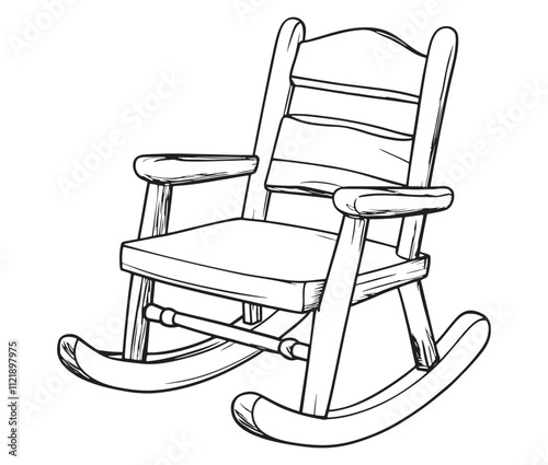 Rocking chair isolated on white background, Outline rocking chair icon rocking vector illustration