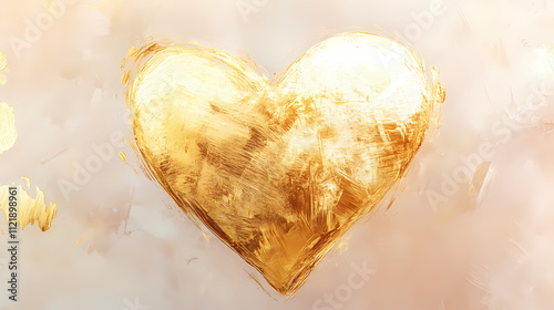 Delicate heart-shaped gold leaf design glistens on a soft, creamy background, radiating warmth and sophistication, perfect for luxury, love, or elegance-themed communications. Auric. Illustration photo