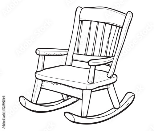 Rocking chair isolated on white background, Outline rocking chair icon rocking vector illustration