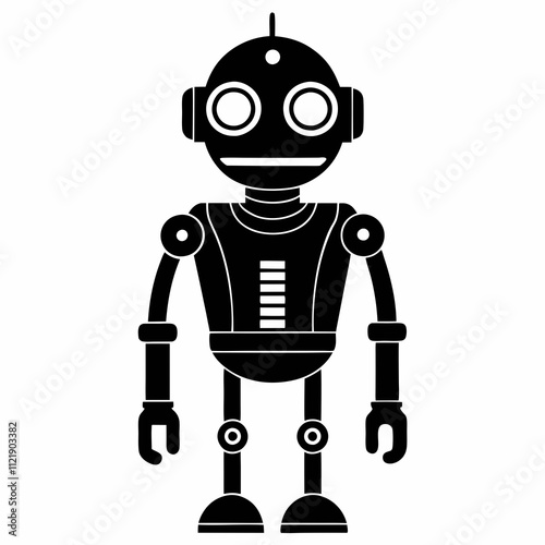 Personal Robot Assistant vector silhouette black design white background