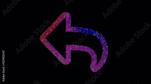 Icon reply is made up of LED square shapes that shimmer and flicker. There are black dead diodes. In-Out looped. Alpha BW at the end