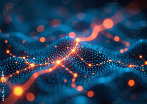 data flows virtual realms abstractly creating complex digital landscape interconnected