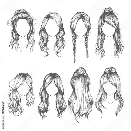 A Collection Of Hand Drawn Hairstyles For Women
