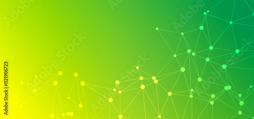 Green yellow abstract background, digital technology speed connect, cyber nano information,  communication, innovation future tech data, internet network connection, Ai big data, line dot illustration