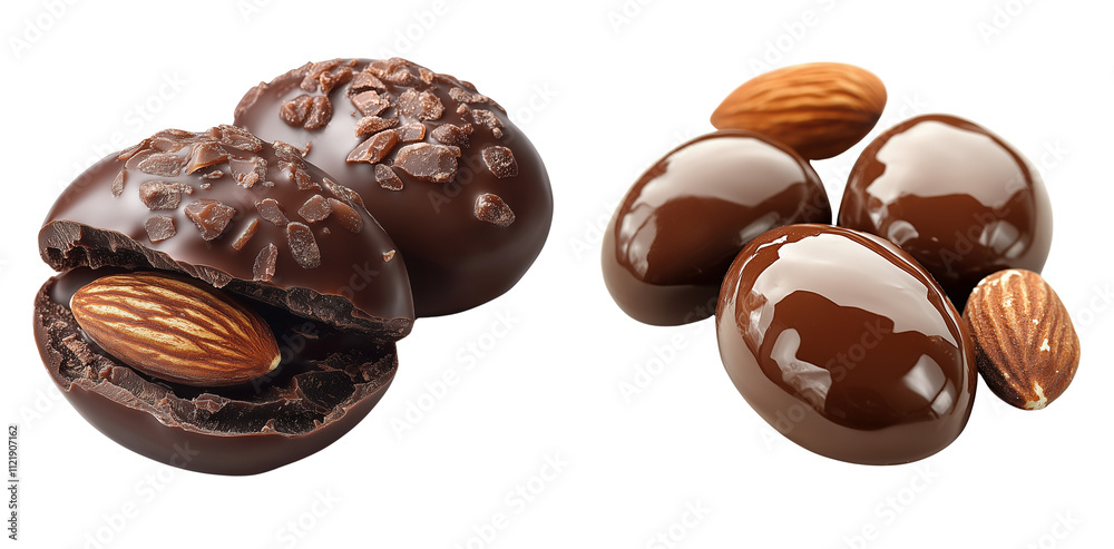 Fototapeta premium chocolate-covered almond with a shiny coating