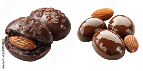 chocolate-covered almond with a shiny coating