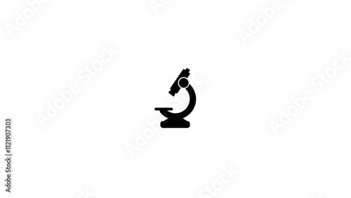 Scientific laboratory microscope sign, biological laboratory microscope icon. logotype animation background