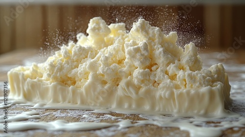 A Stunning Close-Up of Creamy Cottage Cheese Melting