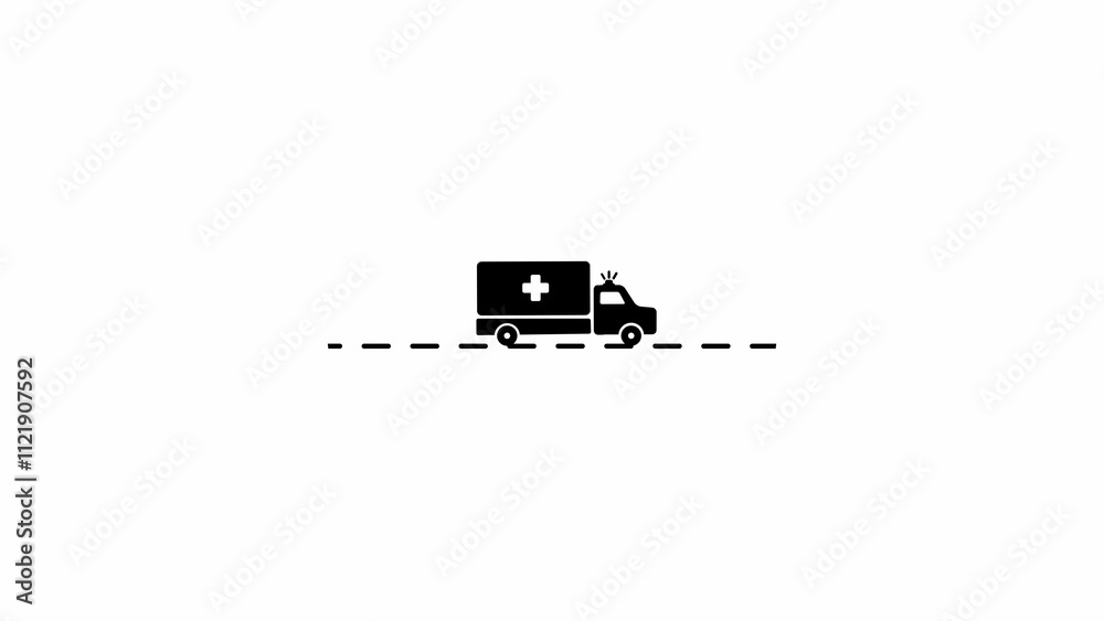 Fototapeta premium Medical ambulance vehicle icon, City ambulance icon, Emergency truck Medical Shipment raster icon.