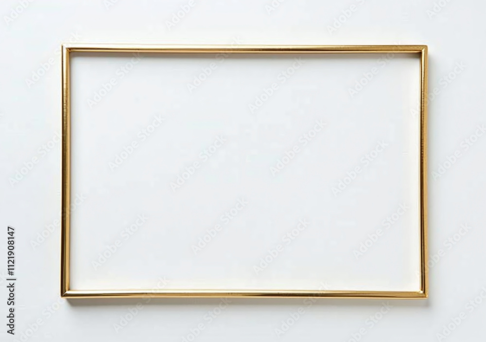 Fototapeta premium gold frame thin rectangular design crisp white