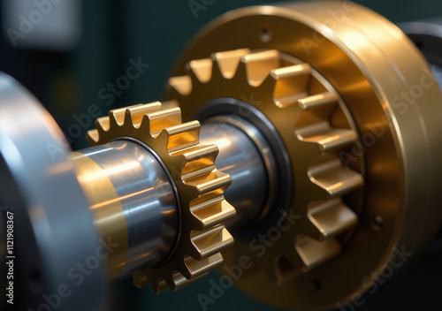 golden gears mix oil precise industrial machines showing smoother operation mechanical harmony photo