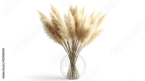 Elegant Minimalist Bundle û A Soft Beige Pampas Grass in a Transparent Glass Vase for Modern Home DÚcor photo