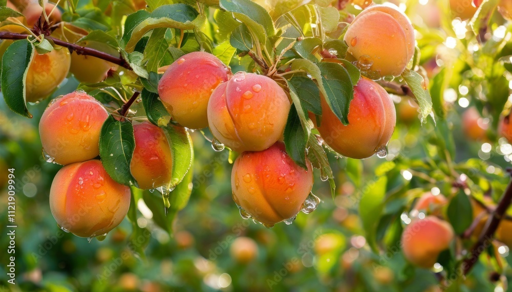 apricot tree close up. Large ripe apricots on a tree branch close-up. An orchard with green leaves and fruit. Harvest time. Natural sweets and vitamins apricot tree close up. Large ripe apricots on a tree branch close-up. An orchard with green leaves and fruit. Harvest time. Natural sweets and vitamins