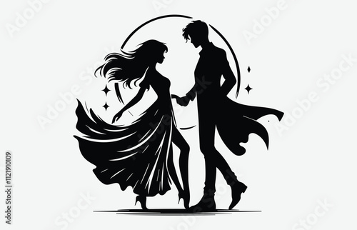 Romantic Couple Silhouette Set Depicting Love and Intimacy for Design and Art Projects