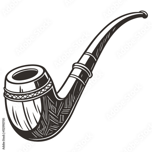 Wooden smoking pipe vector illustration isolated on white background
