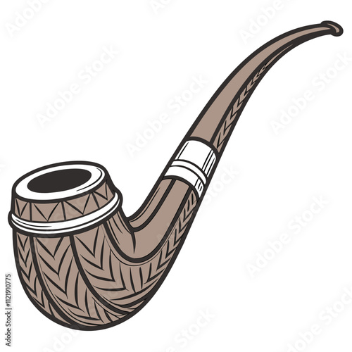 Wooden smoking pipe vector illustration isolated on white background