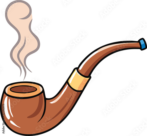 Wooden smoking pipe vector illustration isolated on white background