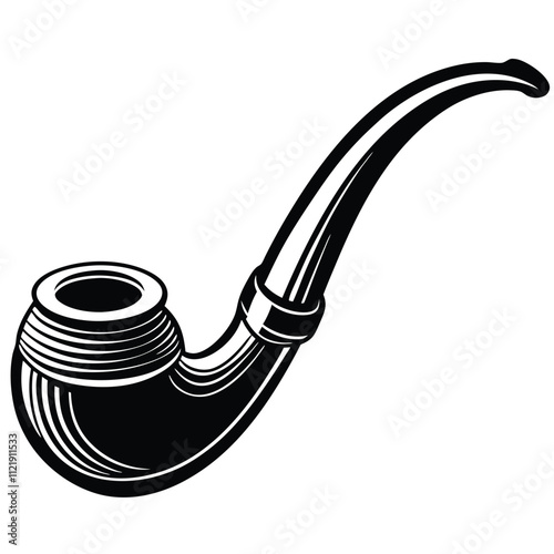 Wooden smoking pipe silhouette vector illustration isolated on white background