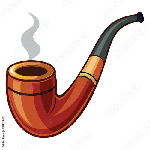 Wooden smoking pipe vector illustration isolated on white background