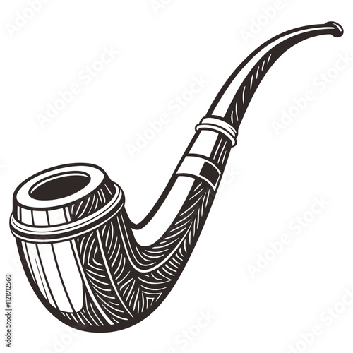 Wooden smoking pipe silhouette vector illustration isolated on white background